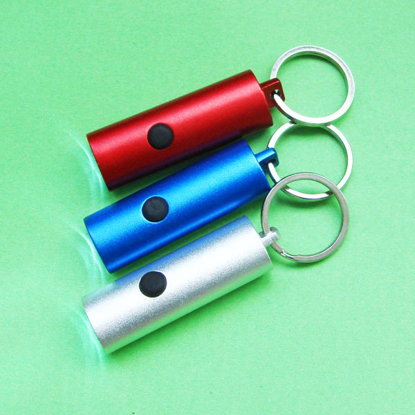 Printed logo Mini Led Keychain Light / Novelty white LED flashlight Key chain With Whisper
