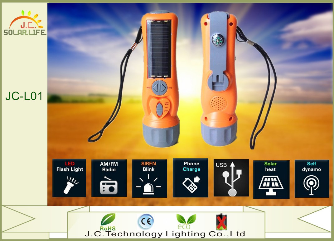 Portable Multi - Function Rechargeable Led Emergency Flashlight With FM Radio