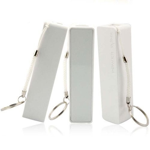 White 2600mAh Cell Phone Charging Station , Portable Power Bank Keychain Battery Charger