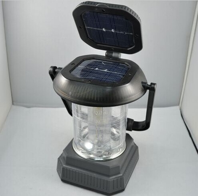 Solar panel led camping light with hand crank + power adapter 18leds 6lm/led