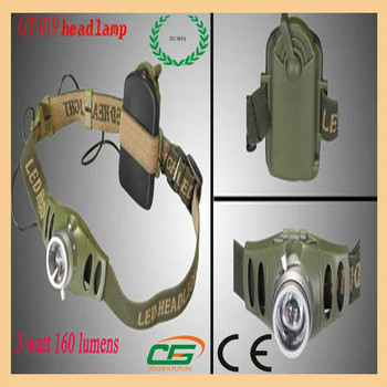 Long Lifespan 3w Reachargeableled Cree Headlamp Plastic , High Power LED Headlamp