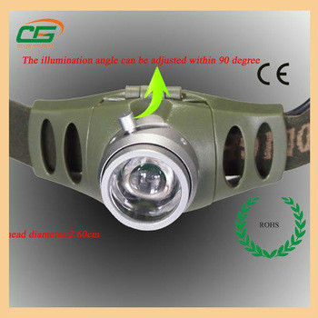 Fishing 3Watt CREE Zoomable LED Head Torch With 3pcs 1.5V AAA Batteries