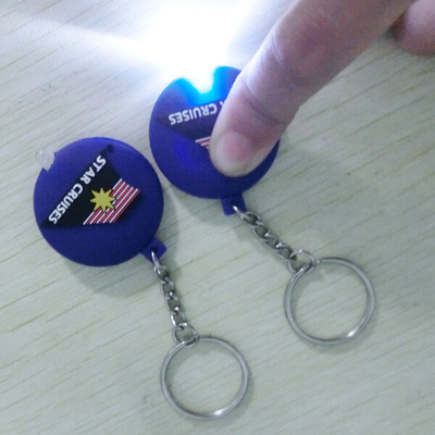 One Double Sided Soft PVC Keychain , High Brightness LED Flashlight Keychain