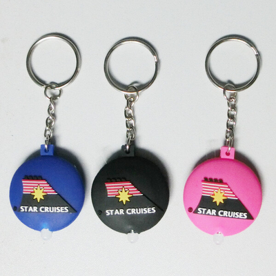 One Double Sided Soft PVC Keychain , High Brightness LED Flashlight Keychain