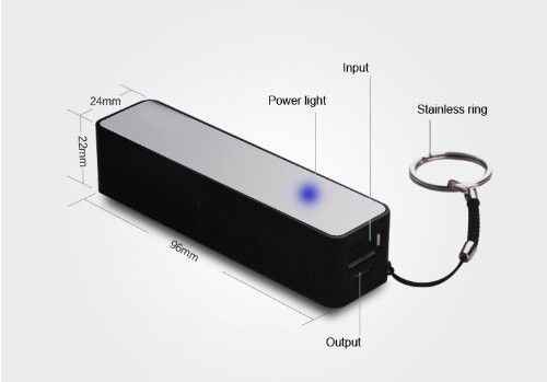 White 2600mAh Cell Phone Charging Station , Portable Power Bank Keychain Battery Charger