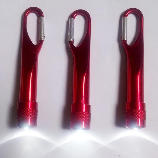 red LED Metal / Plastic printed logo led flashlight key chains torch for Promotional gifts