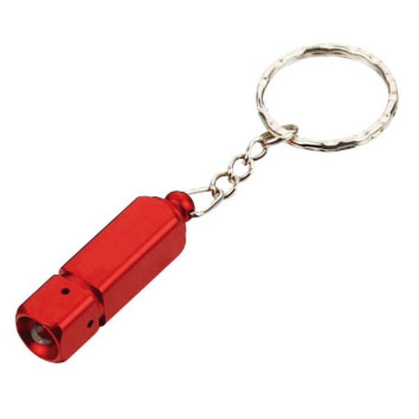 Promotional LED mini Metal, Plastic red color torch and keychain torch with printed logo